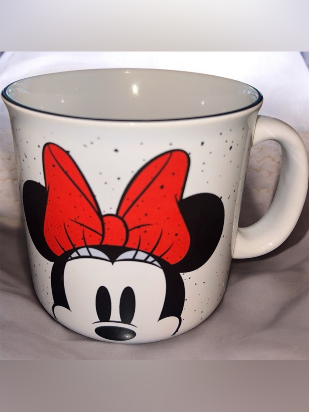 Disney White Ceramic Minnie Mug with Red Bow